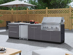 NewAge Outdoor Kitchens Aluminum 6-Piece Cabinet Set with Platinum Grill, Dual Side Burner, Bar and Grill Cabinet and Stainless Steel Countertop.-71544-Garage Giant 