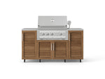 NewAge Outdoor Kitchens Outdoor Grill Island Stainless-Steel Louvered Doors 6-Piece Cabinet Set with Casters and 1 Door, Grill Cabinet, Platinum Grill, Countertops 