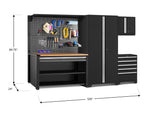 NewAge Garage Cabinets Pro Series 5-Piece Cabinet Set with Tool, Wall Cabinet, Locker, 62 in. Workstation, and Pegboard Accessories Kit-32648-Garage Giant 