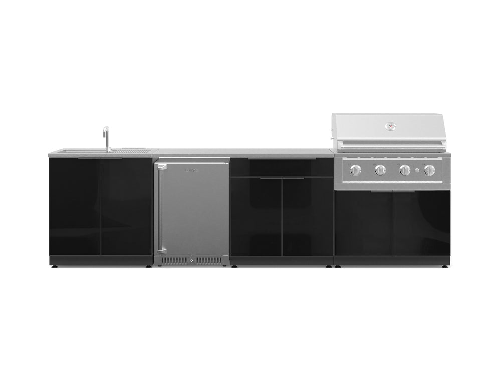 NewAge Outdoor Kitchens Aluminum 6-Piece Cabinet Set with Sink, Bar, Grill Cabinet, Performance Grill, Countertop and Stainless Steel Door Fridge-71477-Garage Giant