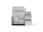 NewAge Outdoor Kitchens Outdoor Grill Island Stainless-Steel 4-Piece Cabinet Set with 3-Drawer, Grill Cabinet, Platinum Grill and Countertop 