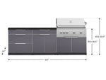 NewAge Outdoor Kitchens Aluminum 5-Piece Cabinet Set With 3 Drawer, Bar, Grill Cabinet, Platinum Grill and Countertop-71164-Garage Giant 