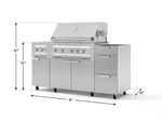 NewAge Outdoor Kitchens Outdoor Grill Island Stainless-Steel 5-Piece Cabinet Set with Casters and 3-Drawer, Grill Cabinet, Dual Side Burner and Platinum Grill - (Liquid Propane) 