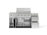 NewAge Outdoor Kitchens Outdoor Grill Island Stainless-Steel 6-Piece Cabinet Set with 3-Drawer, Grill Cabinet, Performance Grill, Side Burner and Dekton in Aeris Countertop - (Liquid Propane) 