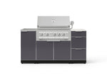 NewAge Outdoor Kitchens Outdoor Grill Island Aluminum 5-Piece Cabinet Set with Sink, 3 Drawer, Grill Cabinet, Platinum Grill and Stainless Steel Countertop - (Liquid Propane) 