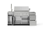 NewAge Outdoor Kitchens Outdoor Grill Island Stainless-Steel 5-Piece Cabinet Set with Sink, 3 Drawer, Grill Cabinet, Platinum Grill and Stainless Steel Countertop - (Natural Gas) 