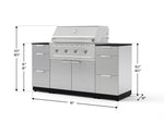 NewAge Outdoor Kitchens Outdoor Grill Island Stainless-Steel 6-Piece Cabinet Set with 3 Drawers, Grill Cabinet, Performance Grill and Dekton in Sirius Countertops - (Natural Gas) 