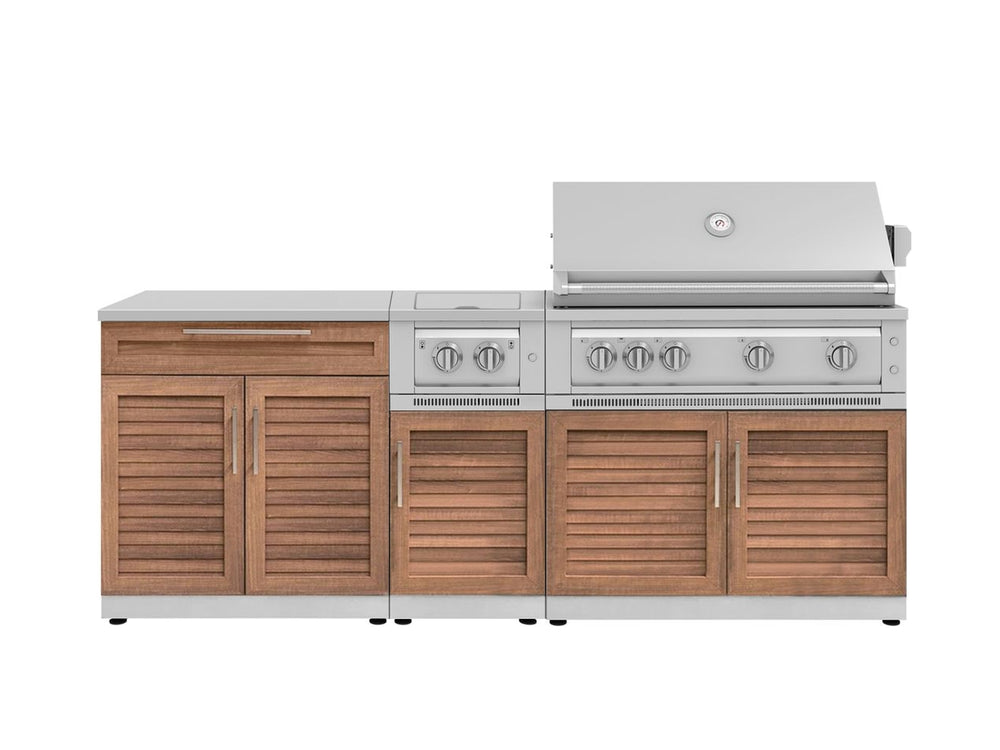 NewAge Outdoor Kitchens Stainless Steel 6-Piece Cabinet Set with Platinum Grill, Dual Side Burner, Bar and Grill Cabinet and Stainless Steel Countertop.-71556-Garage Giant