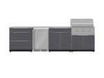 NewAge Outdoor Kitchens Aluminum 7-Piece Cabinet Set with 3-Drawer, Bar, Grill Cabinet, Performance Grill, Countertops and Fridge-66537-Garage Giant 