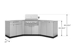 NewAge Outdoor Kitchens Stainless Steel 7-Piece Cabinet Set with 2 Door, Bar, Corner, Grill Cabinet, Platinum Grill, and Countertops-71033-Garage Giant 