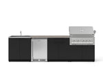 NewAge Outdoor Kitchens Stainless Steel 6-Piece Cabinet Set with Sink, Bar, Grill Cabinet, Platinum Grill, Countertop and Stainless Steel Door Fridge-73816-Garage Giant 