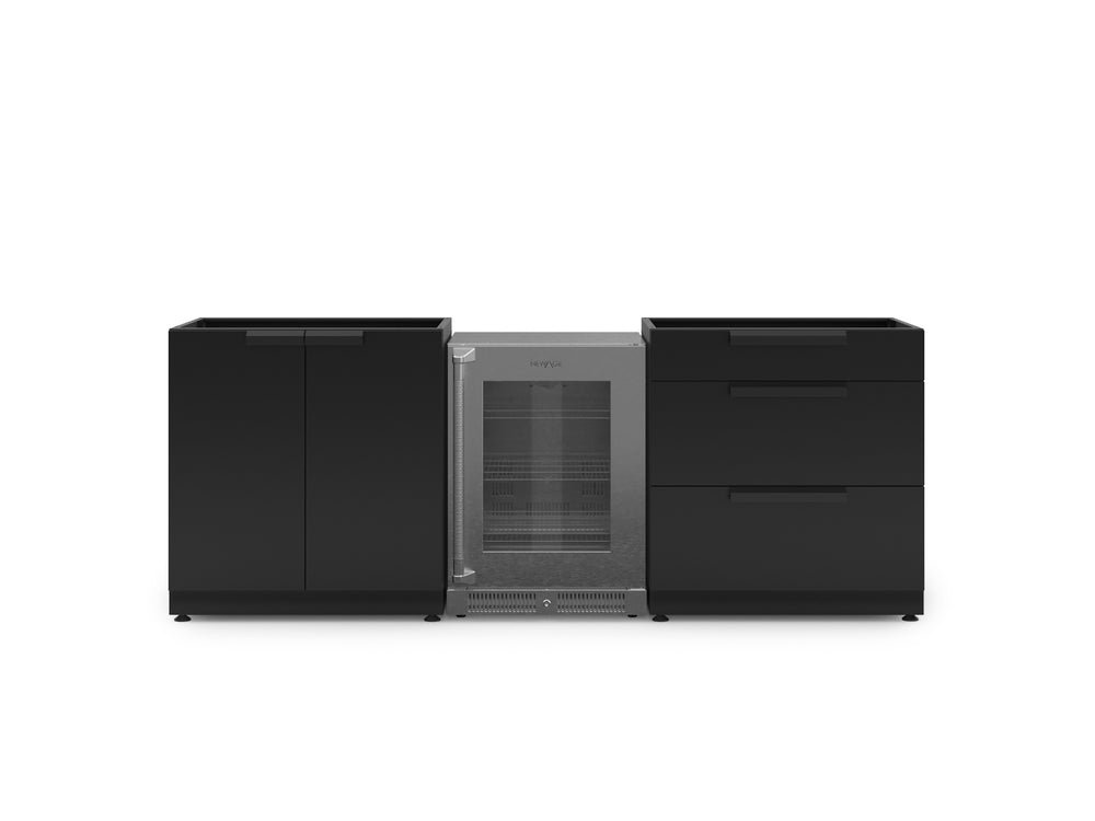 NewAge Outdoor Kitchens Stainless Steel 3-Piece Cabinet Set with 3-Drawer, 2-Door Cabinet and Glass Door Fridge-71531-Garage Giant