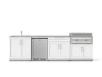 NewAge Outdoor Kitchens Stainless Stee Louvered Door 6-Piece Cabinet Set with Sink, Bar, Grill Cabinet, Platinum Griddle, Countertop and Stainless Steel Door Fridge-75126-Garage Giant 