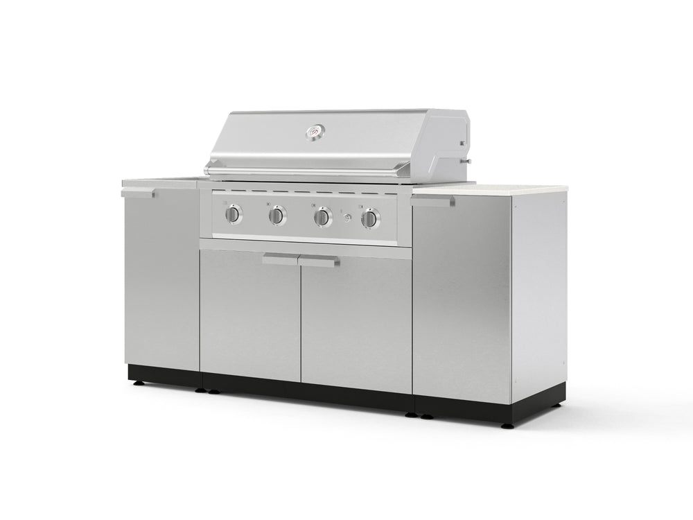 NewAge Outdoor Kitchens Outdoor Grill Island Stainless-Steel 5-Piece Cabinet Set with Sink, 1 Door, Grill Cabinet, Performance Grill and Stainless Steel Countertop - (Liquid Propane) | Garage Giant