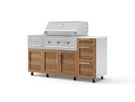 NewAge Outdoor Kitchens Outdoor Grill Island Stainless-Steel Louvered Doors 6-Piece Cabinet Set with Casters and 3-Drawer, Grill Cabinet, Performance Grill, Side Burner and Dekton in Aeris Countertop - (Liquid Propane) | Garage Giant 