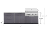NewAge Outdoor Kitchens Aluminum 5-Piece Cabinet Set With 3 Drawer, Bar, Grill Cabinet, Platinum Grill and Countertop-71047-Garage Giant 