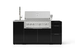 NewAge Outdoor Kitchens Outdoor Grill Island Aluminum 5-Piece Cabinet Set with Sink, 3 Drawer, Grill Cabinet, Platinum Grill and Stainless Steel Countertop - (Liquid Propane) 