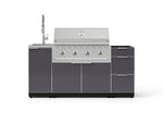NewAge Outdoor Kitchens Outdoor Grill Island Aluminum 5-Piece Cabinet Set with Sink, 3 Drawer, Grill Cabinet, Performance Grill and Stainless Steel Countertop - (Natural Gas) 