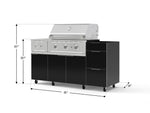 NewAge Outdoor Kitchens Outdoor Grill Island Aluminum 5-Piece Cabinet Set with Casters and 3-Drawer, Grill Cabinet, Side Burner and Performance Grill - (Liquid Propane) 