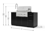 NewAge Outdoor Kitchens Outdoor Grill Island Aluminum 5-Piece Cabinet Set with Sink, 3 Drawer, Grill Cabinet, Platinum Grill and Stainless Steel Countertop - (Liquid Propane) 