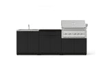 NewAge Outdoor Kitchens Stainless-Steel 5-Piece Cabinet Set with Bar, Sink, Grill Cabinet, Platinum Grill, and Countertop-73391-Garage Giant 