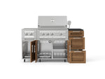 NewAge Outdoor Kitchens Outdoor Grill Island Stainless-Steel Louvered Doors 6-Piece Cabinet Set with Casters and 3-Drawer, Grill Cabinet, Platinum Grill, Dual Side Burner and Dekton in Sirius Countertop - (Liquid Propane) 