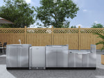 NewAge Outdoor Kitchens Stainless Steel 4-Piece Cabinet Set with Sink, Bar, Grill Cabinet and Fridge-66339-Garage Giant 