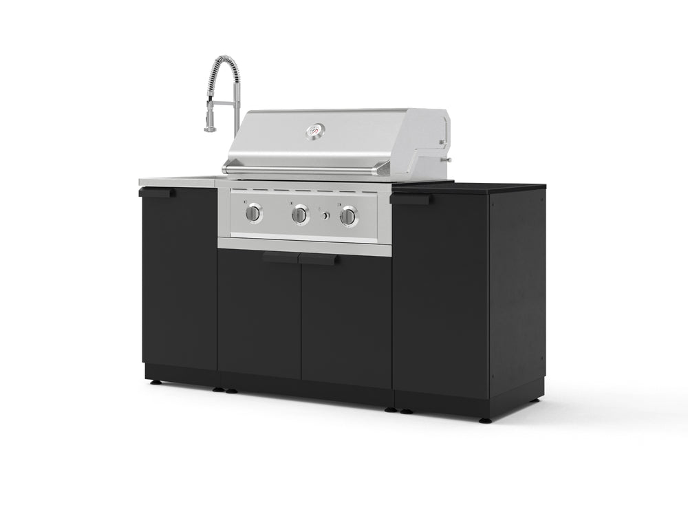 NewAge Outdoor Kitchens Outdoor Grill Island Stainless-Steel 5-Piece Cabinet Set with Sink, 1 Door, Grill Cabinet, Performance Grill and Stainless Steel Countertop - (Natural Gas) | Garage Giant