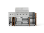 NewAge Outdoor Kitchens Outdoor Grill Island Stainless-Steel Louvered Doors 5-Piece Cabinet Set with Casters and 1-Door, Grill Cabinet, Side Burner and Performance Grill - (Liquid Propane) 