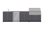 NewAge Outdoor Kitchens Aluminum 6-Piece Cabinet Set with Sink, Bar, Grill Cabinet, Performance Grill, Countertop and Fridge-72044-Garage Giant 