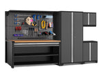 NewAge Garage Cabinets Pro Series 5-Piece Cabinet Set with Base, Wall Cabinet, Locker, 78 in. Workstation, and Pegboard Accessories Kit-32638-Garage Giant 