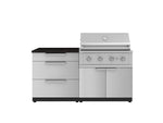 NewAge Outdoor Kitchens Stainless-Steel 4-Piece Cabinet Set with 3 Drawer, Grill Cabinet, Performance Grill, and Countertop-71626-Garage Giant 