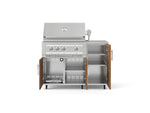 NewAge Outdoor Kitchens Outdoor Grill Island Stainless-Steel Louvered Doors 4-Piece Cabinet Set with Casters and 1 Door, Grill Cabinet, Platinum Grill, Countertop 