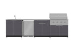 NewAge Outdoor Kitchens Aluminum 6-Piece Cabinet Set with Sink, Bar, Grill Cabinet, Performance Grill, Countertop and Fridge-66311-Garage Giant 
