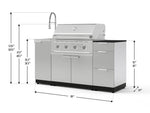 NewAge Outdoor Kitchens Outdoor Grill Island Stainless-Steel 5-Piece Cabinet Set with Sink, 3 Drawer, Grill Cabinet, Performance Grill and Stainless Steel Countertop - (Liquid Propane) 
