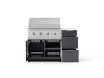 NewAge Outdoor Kitchens Outdoor Grill Island Aluminum 4-Piece Cabinet Set with 3-Drawer, Grill Cabinet, Performance Grill and Countertop - (Liquid Propane) 