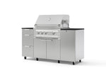 NewAge Outdoor Kitchens Outdoor Grill Island Stainless-Steel 6-Piece Cabinet Set with Casters 1 Door, 3 Drawer, Grill Cabinet, Platinum Grill and Dekton in Sirius Countertops - (Liquid Propane) | Garage Giant 