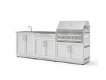NewAge Outdoor Kitchens Stainless-Steel 5-Piece Cabinet Set with Bar, Sink, Grill Cabinet, Platinum Grill, and Countertop-73442-Garage Giant 