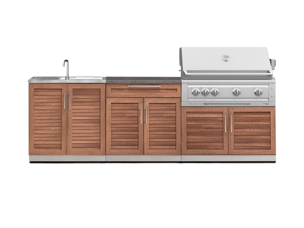 NewAge Outdoor Kitchens Stainless-Steel 5-Piece Cabinet Set with Sink, 2-Door with Drawer, Grill Cabinet, Platinum Grill and Countertop-71609-Garage Giant