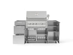NewAge Outdoor Kitchens Outdoor Grill Island Stainless-Steel 5-Piece Cabinet Set with Casters 1 Door, 3 Drawer, Grill Cabinet and Platinum Grill - (Liquid Propane) 