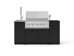 NewAge Outdoor Kitchens Outdoor Grill Island Stainless-Steel 5-Piece Cabinet Set with Sink, 3 Drawer, Grill Cabinet, Platinum Grill and Stainless Steel Countertop - (Liquid Propane) 