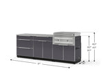 NewAge Outdoor Kitchens Aluminum 5-Piece Cabinet Set with 3 Drawer, Bar, Grill Cabinet, Platinum Griddle and Countertop-74950-Garage Giant 