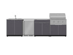 NewAge Outdoor Kitchens Aluminum 6-Piece Cabinet Set with Sink, Bar, Grill Cabinet, Performance Grill, Countertop and Fridge-66313-Garage Giant 