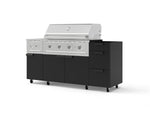 NewAge Outdoor Kitchens Outdoor Grill Island Stainless-Steel 5-Piece Cabinet Set with Casters and 3-Drawer, Grill Cabinet, Side Burner and Performance Grill - (Liquid Propane) | Garage Giant 