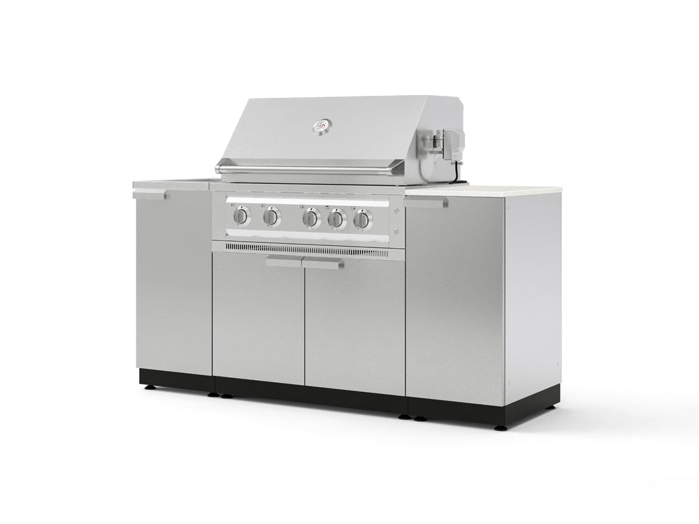 NewAge Outdoor Kitchens Outdoor Grill Island Stainless-Steel 5-Piece Cabinet Set with Sink, 1 Door, Grill Cabinet, Platinum Grill and Stainless Steel Countertop - (Natural Gas) | Garage Giant