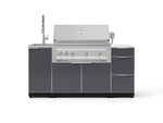 NewAge Outdoor Kitchens Outdoor Grill Island Aluminum 5-Piece Cabinet Set with Sink, 3 Drawer, Grill Cabinet, Platinum Grill and Stainless Steel Countertop - (Natural Gas) 