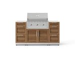 NewAge Outdoor Kitchens Outdoor Grill Island Stainless-Steel Louvered Doors 6-Piece Cabinet Set with 3 Drawers, Grill Cabinet, Performance Grill and Dekton in Aeris Countertops - (Liquid Propane) 