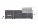 NewAge Outdoor Kitchens Aluminum 5-Piece Cabinet Set With Casters and 3 Drawer, Bar, Grill Cabinet, Performance Grill, Countertop-72605-Garage Giant 
