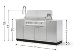 NewAge Outdoor Kitchens Outdoor Grill Island Stainless-Steel 5-Piece Cabinet Set with Sink, 1 Door, Grill Cabinet, Platinum Grill and Stainless Steel Countertop - (Liquid Propane) 