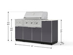 NewAge Outdoor Kitchens Outdoor Grill Island Aluminum 6-Piece Cabinet Set with 1-Door, Grill Cabinet, Performance Grill, Side Burner and Countertop - (Liquid Propane) 